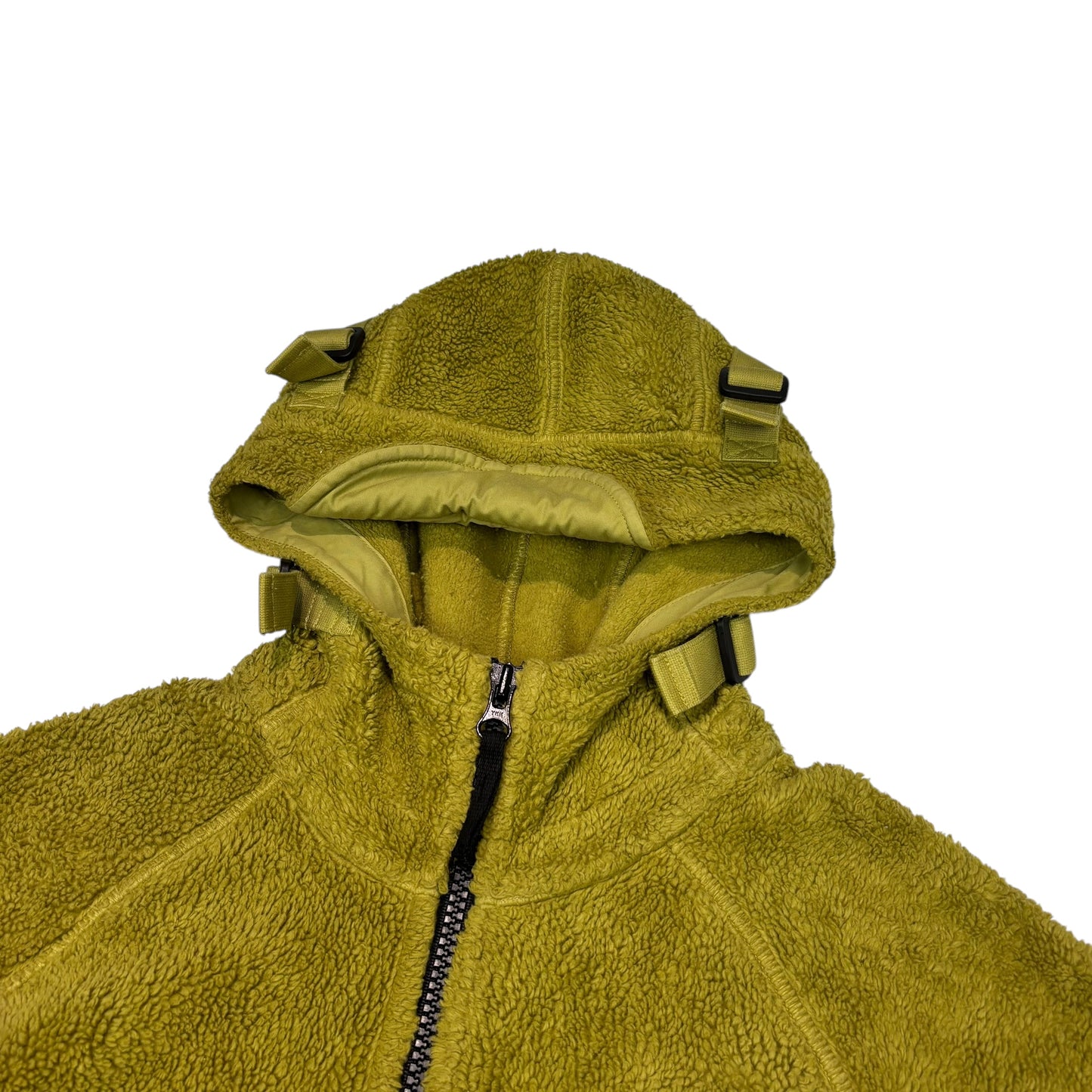Stone Island Green Fleece Compass Patch Double Pocket Zip Up Hoodie
