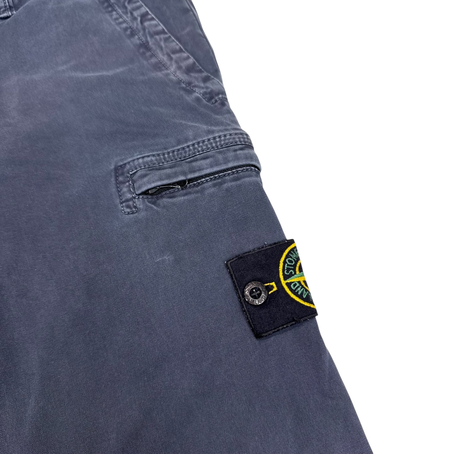 Stone Island Navy Blue Zip-Pockets Brushed Cotton Cargo Trousers