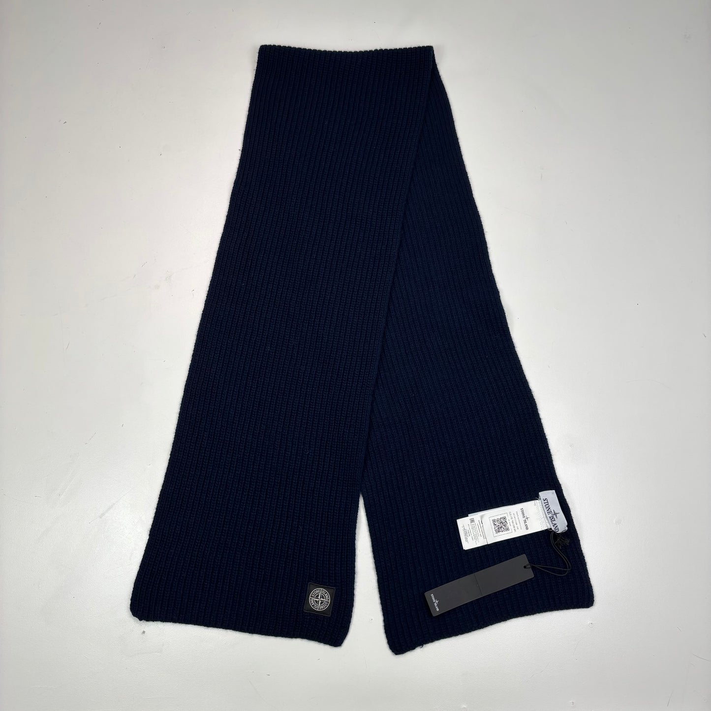 Stone Island Navy Blue Cotton Scarf