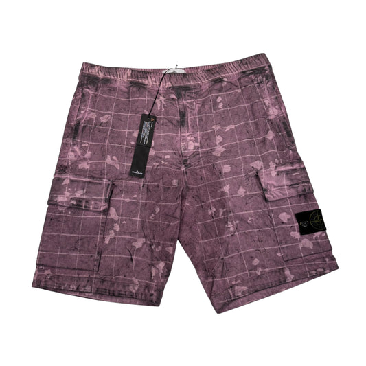 Stone Island Purple Ghillie Laser Camo Dust Treatment Magen Cotton Bermuda Shorts