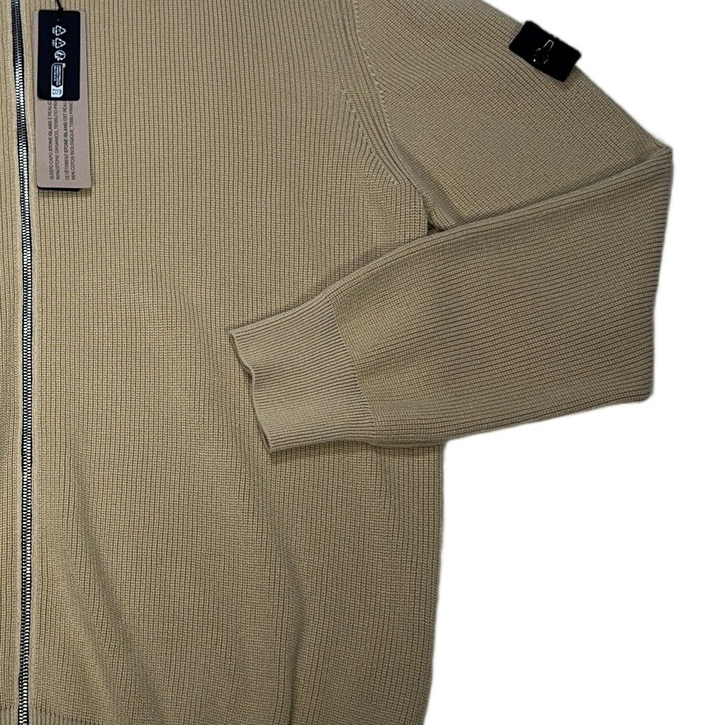 Stone Island Full-Zip Ribbed Jumper – Beige