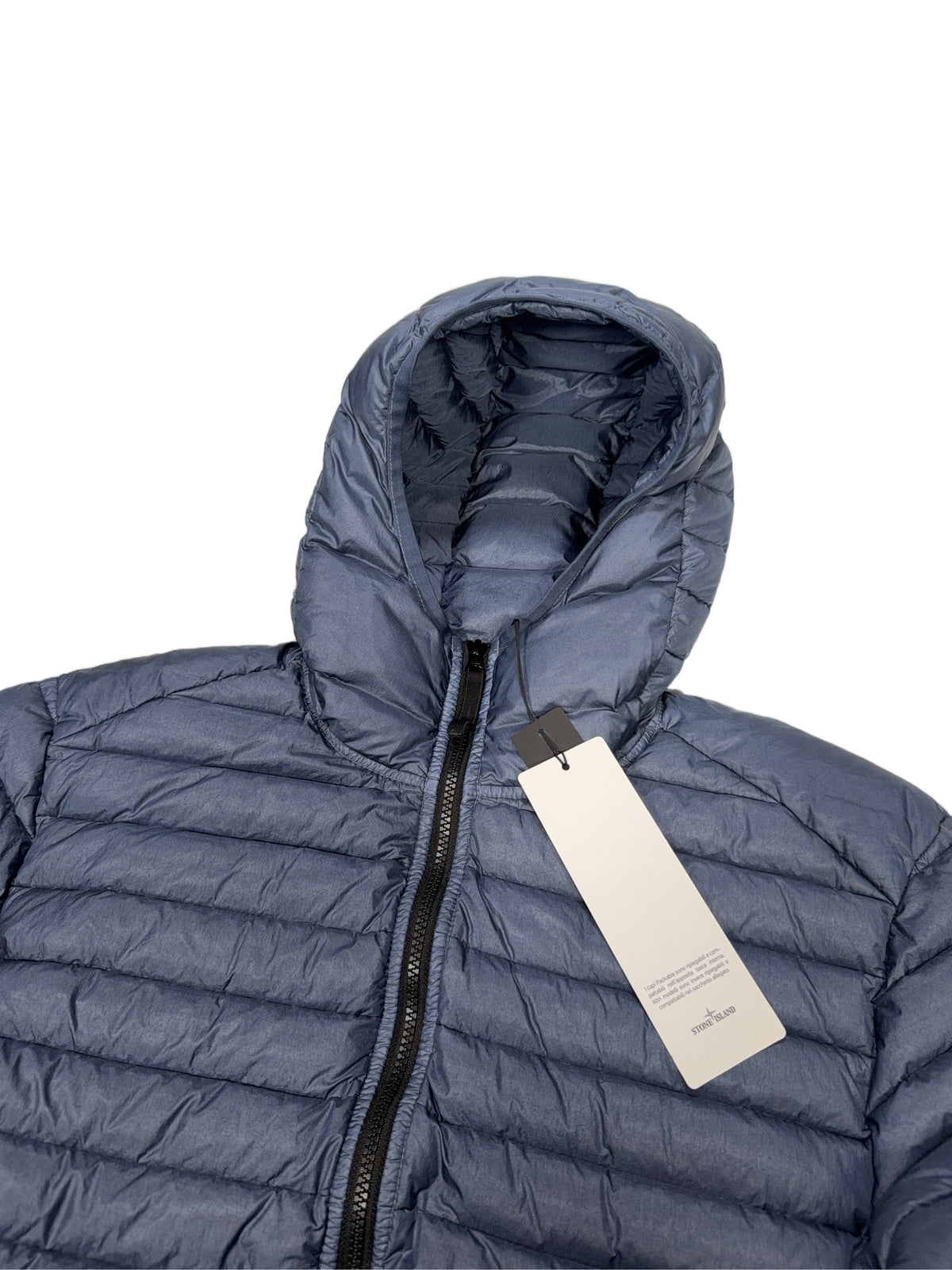 Stone Island Loom Woven Chambers Hooded Quilted Puffer Jacket – Blue