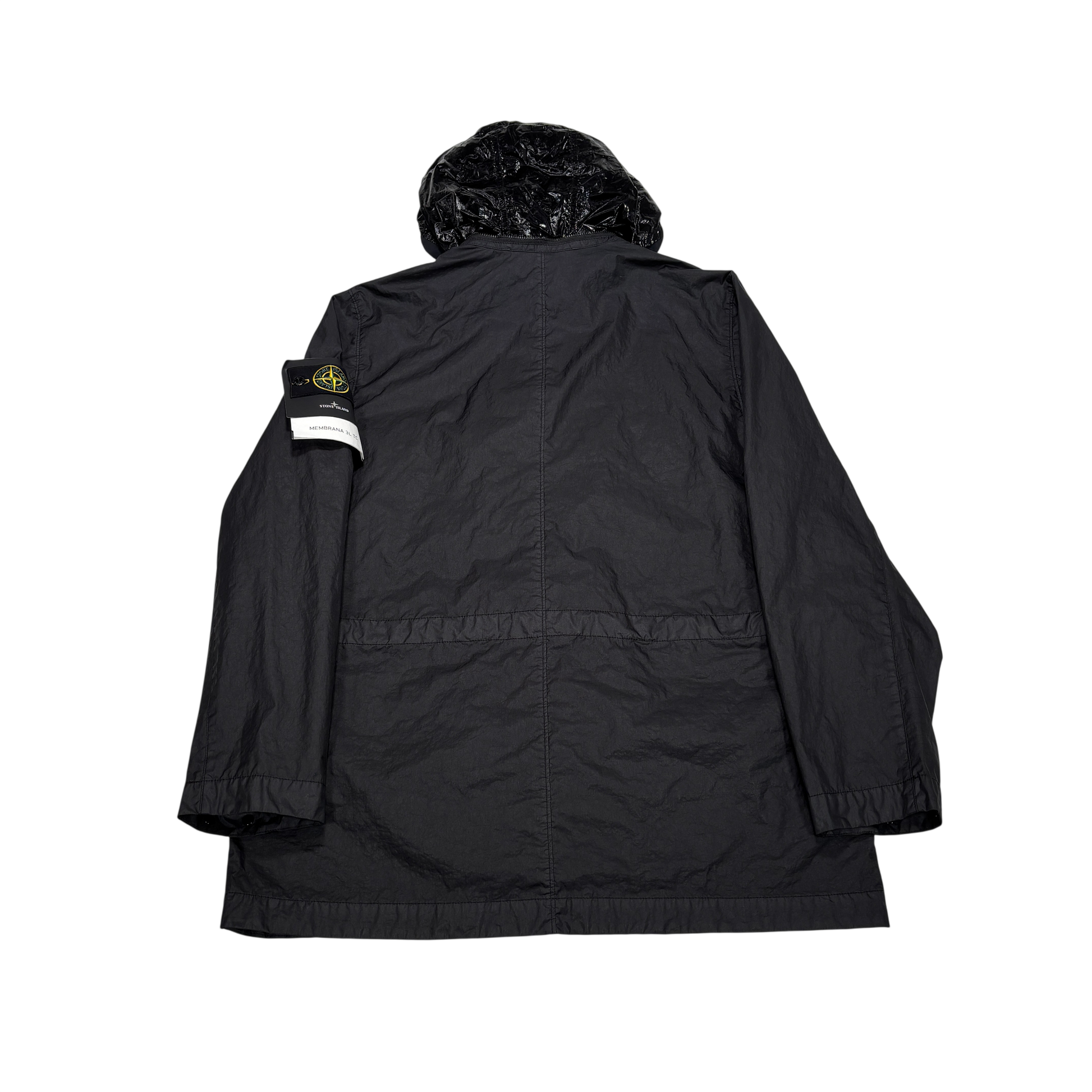 Stone Island Black Membrana 3L TC with Zip Away Prismatic Hood Jacket