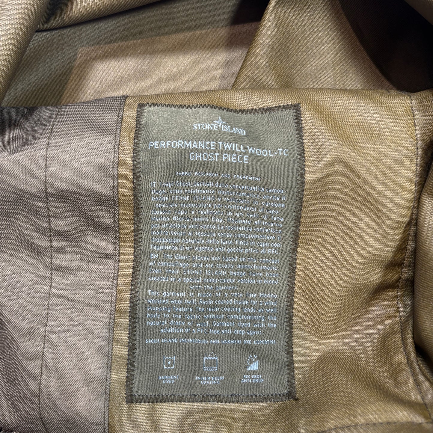 Stone Island Performance Twill Wool - TC Ghost Piece Brown Jacket