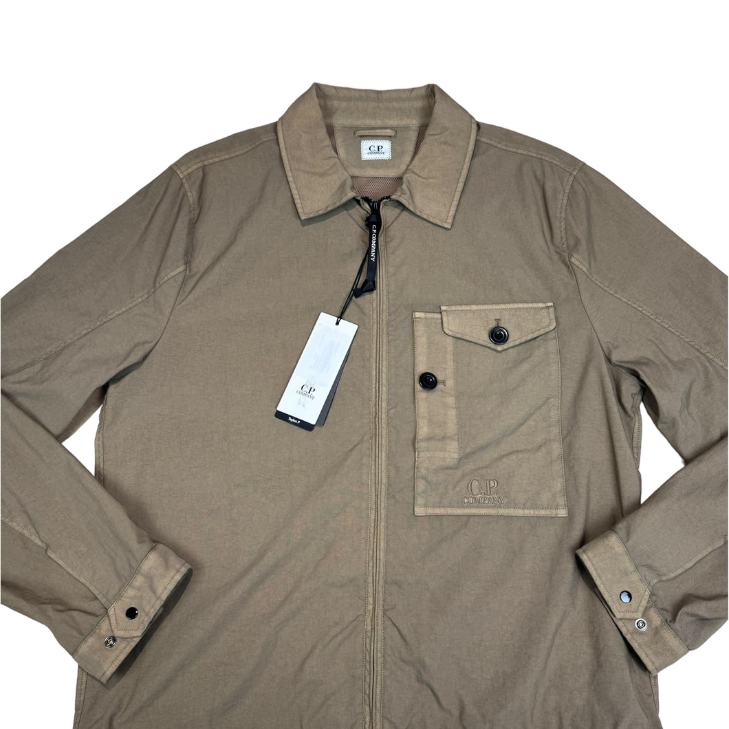 CP Company Butternut Brown Embroidered-Logo Overshirt Jacket