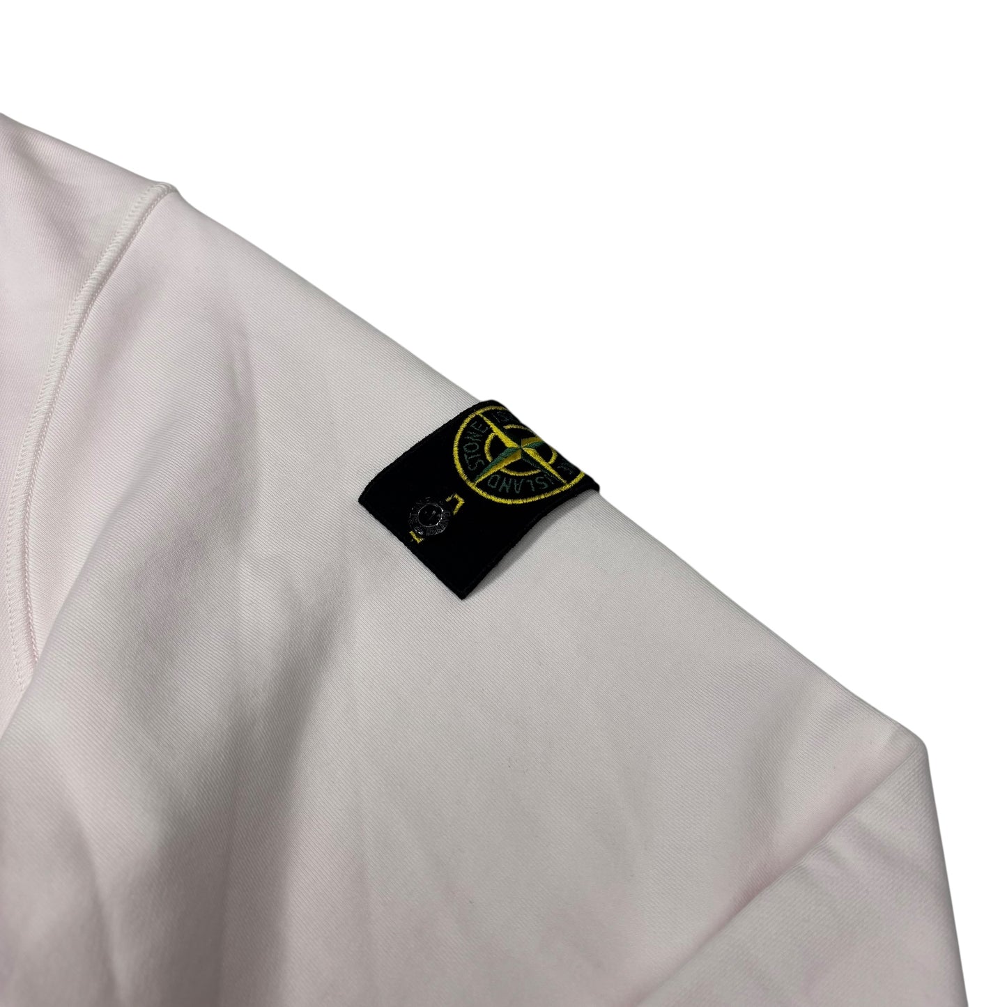 Stone Island White Compass-Patch Crew Neck Jumper