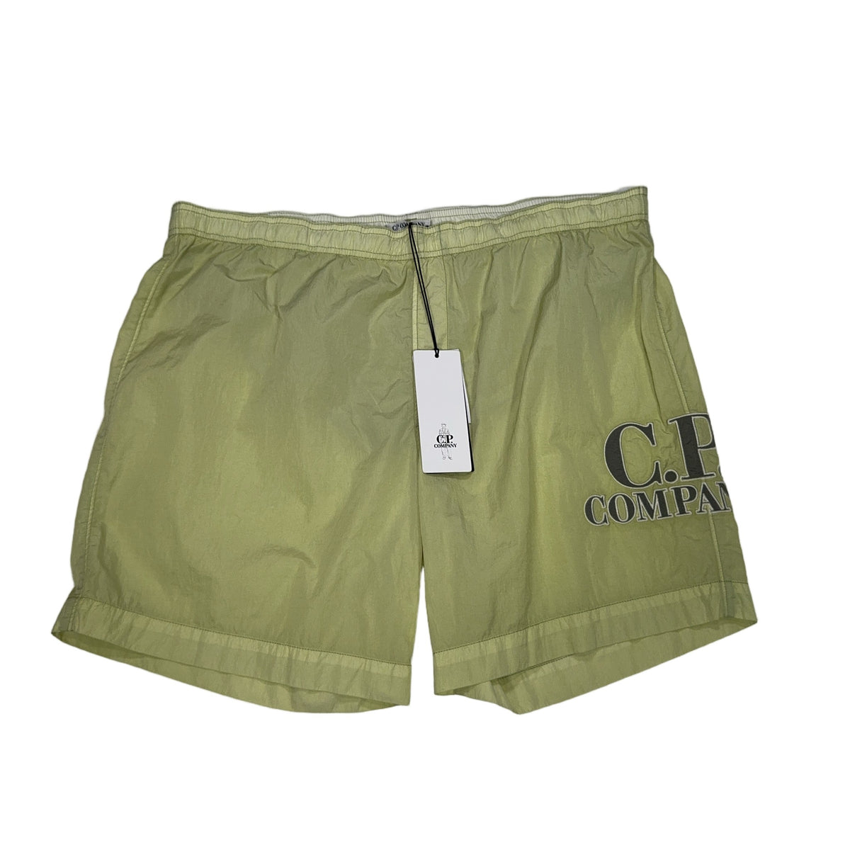 Cp Company Green Spell Out Nylon Swim Shorts