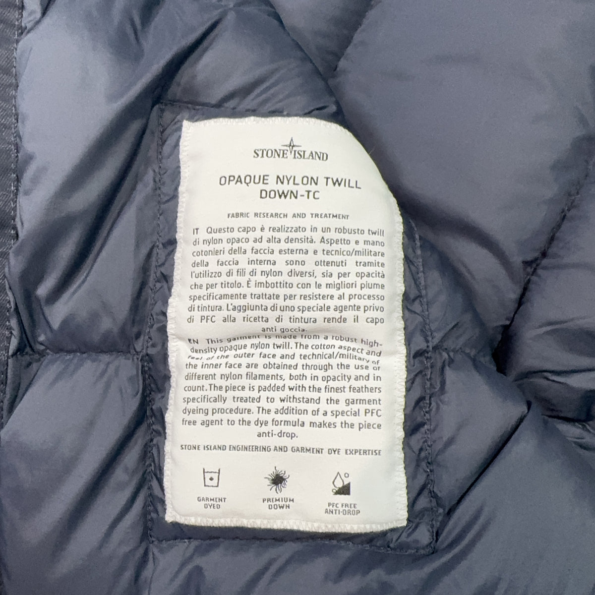 Stone Island Opaque Nylon Twill Down TC Hooded Padded Jacket – Navy