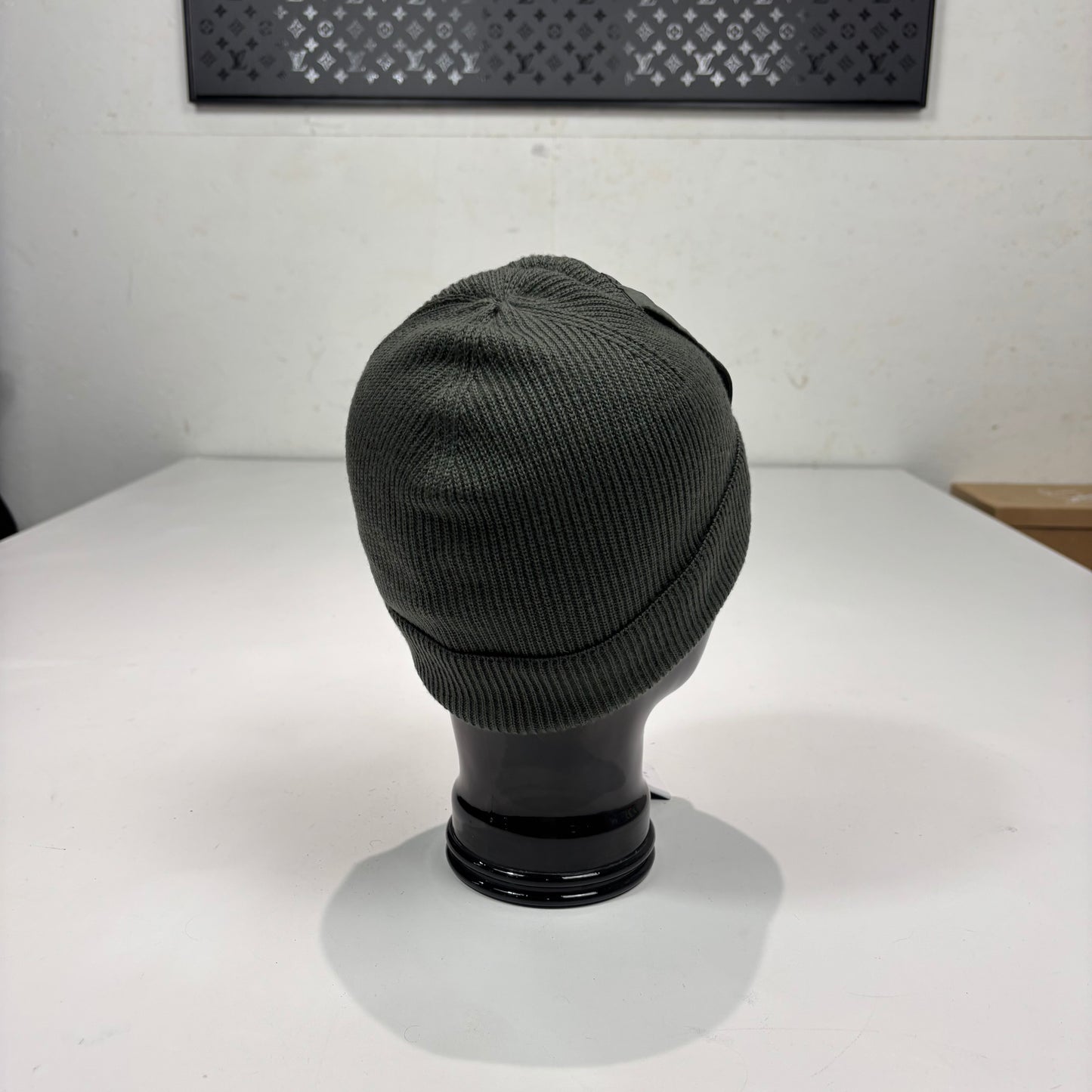 CP Company Leaf Green Cotton Single Goggle Beanie
