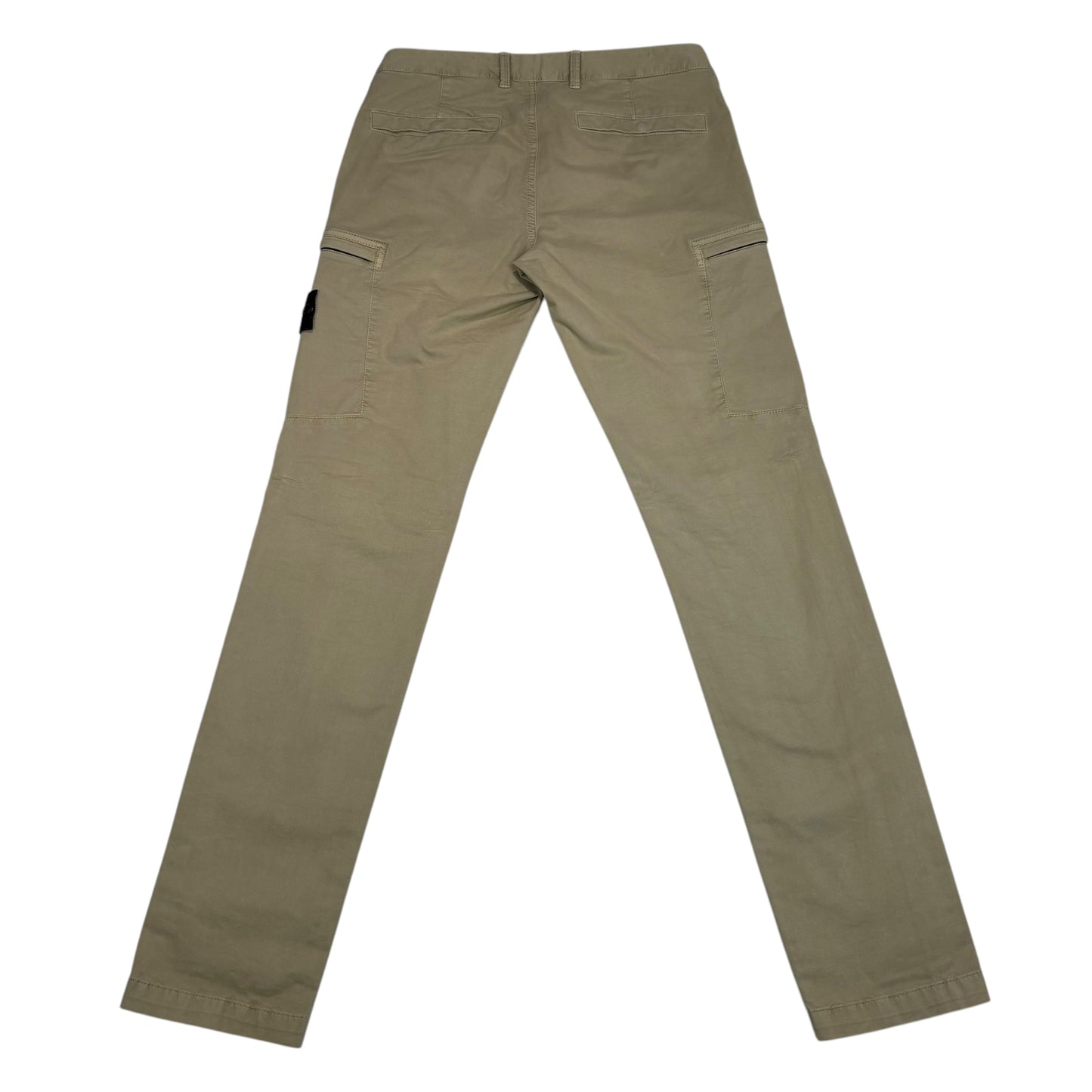 Stone Island Beige Zip-Pocket Brushed Cotton Cargo Trousers