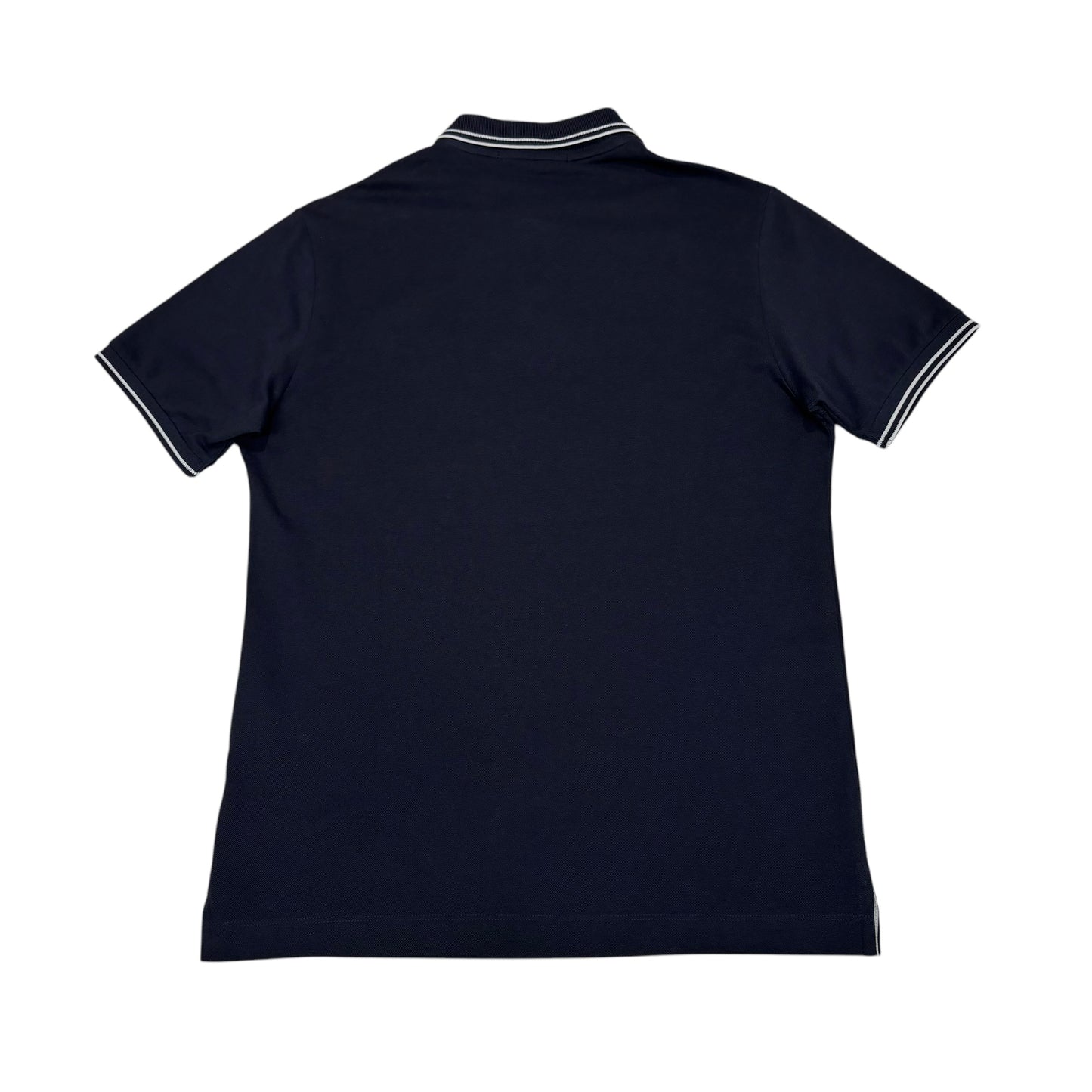 Stone Island Navy Blue Patch Logo Striped Polo TShirt