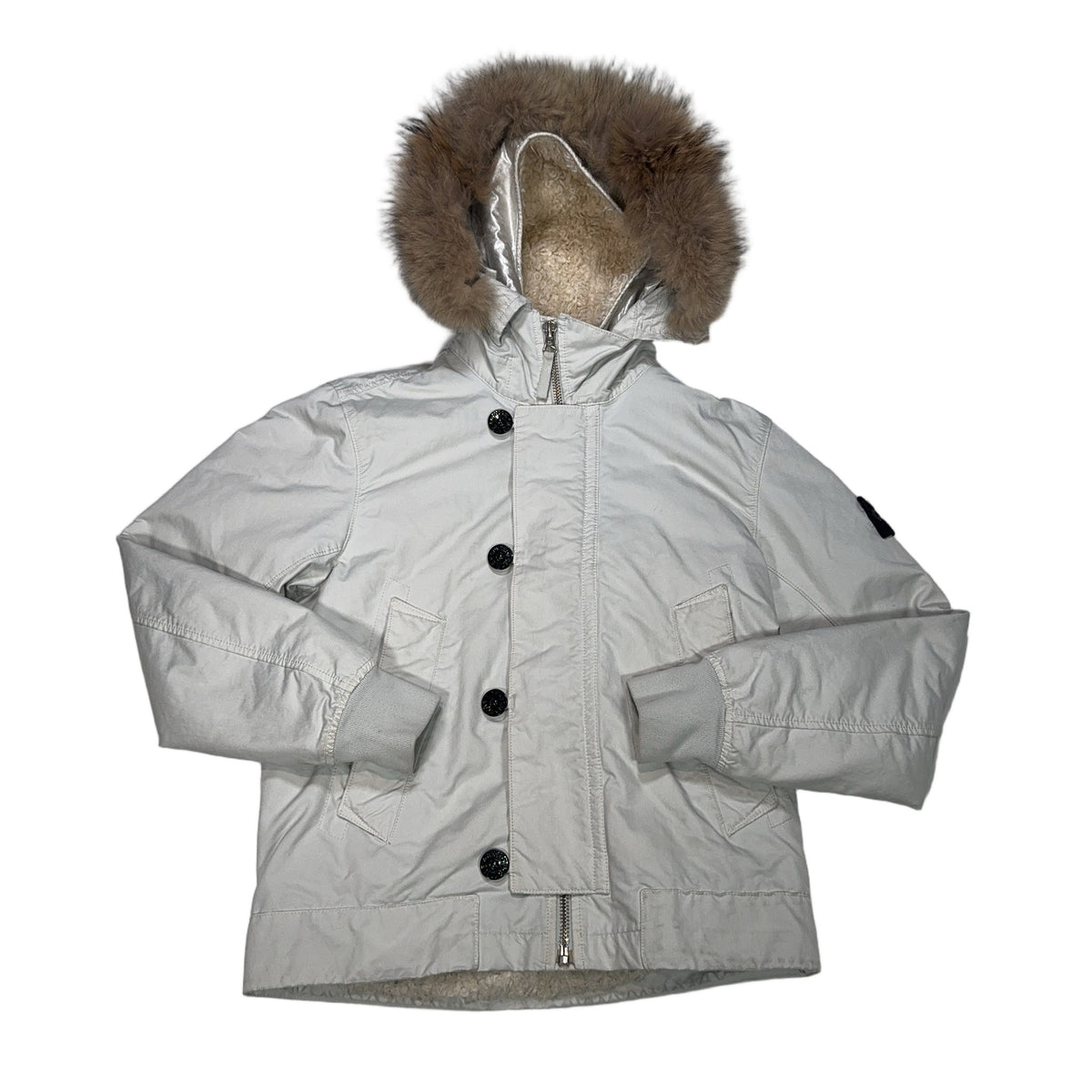 Stone Island Fur-Trim With Fur Lining Hooded Parka – Grey