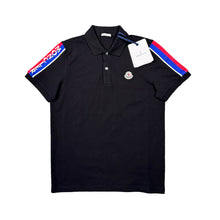 Load image into Gallery viewer, Moncler Black Shoulder Logo-Spell Out Polo Shirt
