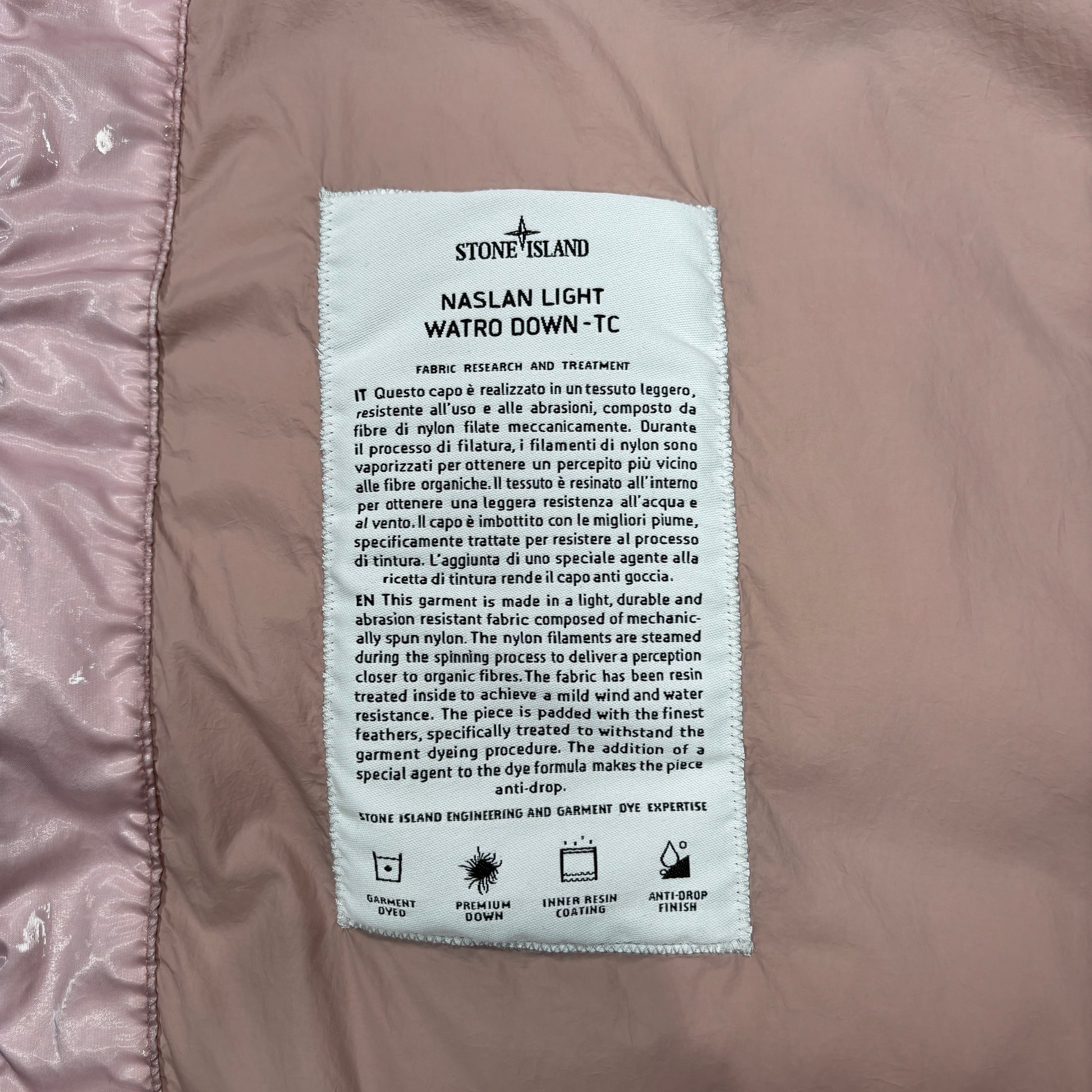 Stone Island Pink Naslan Light Watro Down-TC