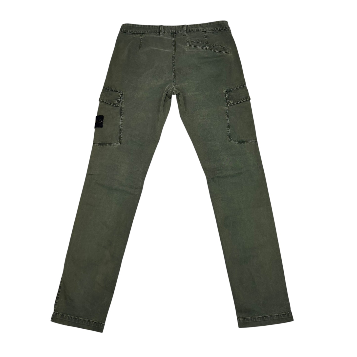 Stone Island Green Brushed Cotton Compass-Patch Cargo Trousers