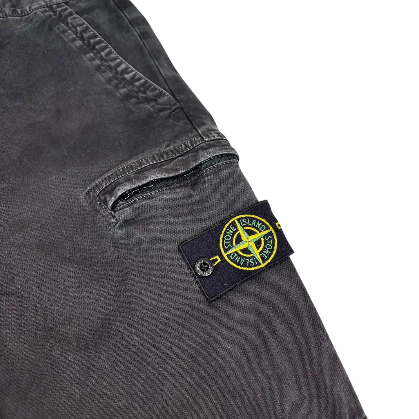 Stone Island Black Compass-Patch Cotton Cargo Trousers