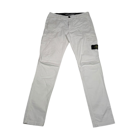 Stone Island White Compass-Patch Brushed Cotton Cargo Trousers