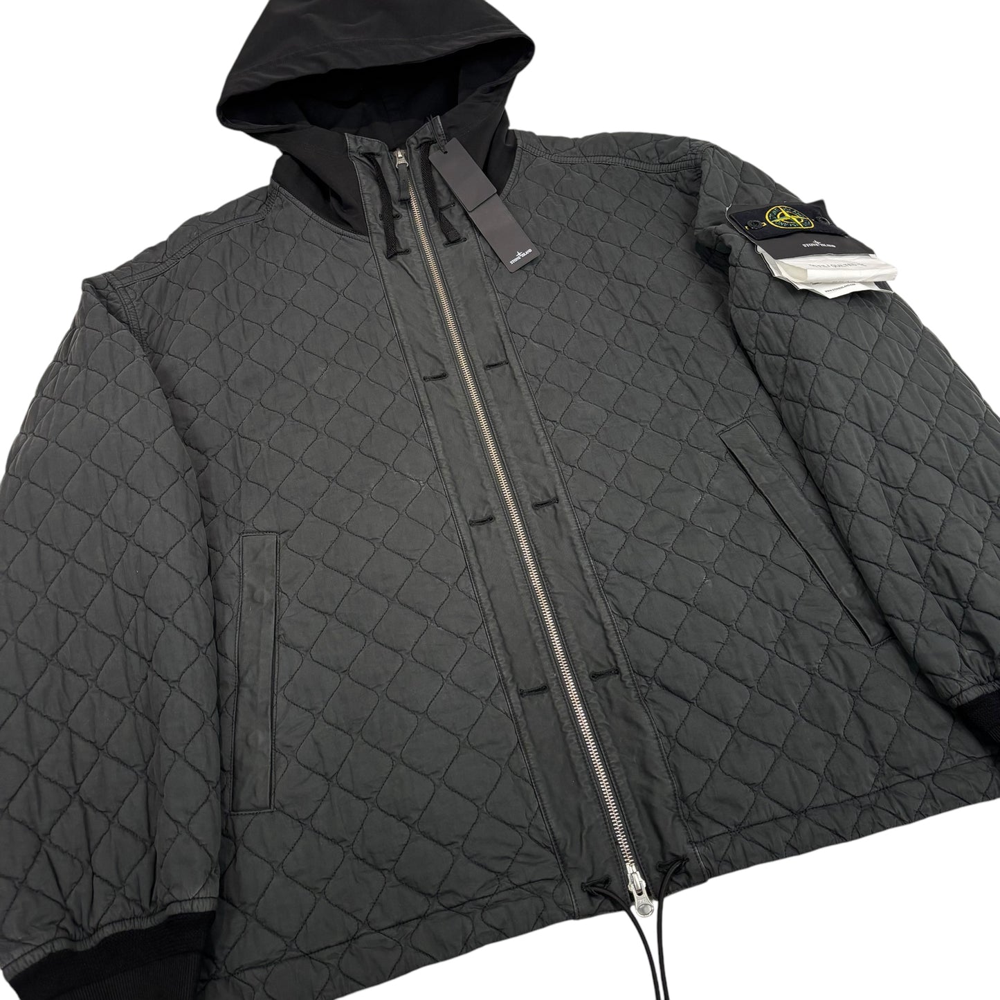 Stone Island Black 50 Fili Quilted-TC Compass Patch Jacket