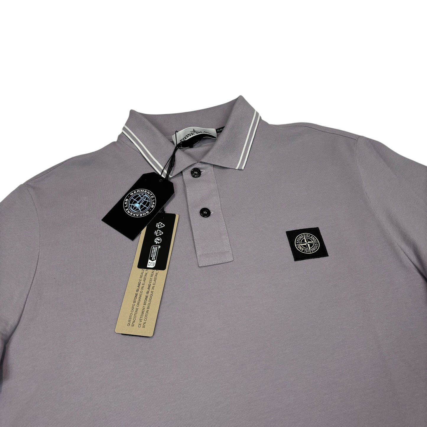 Stone Island Lilac Long Sleeve Patch Logo Polo Shirt