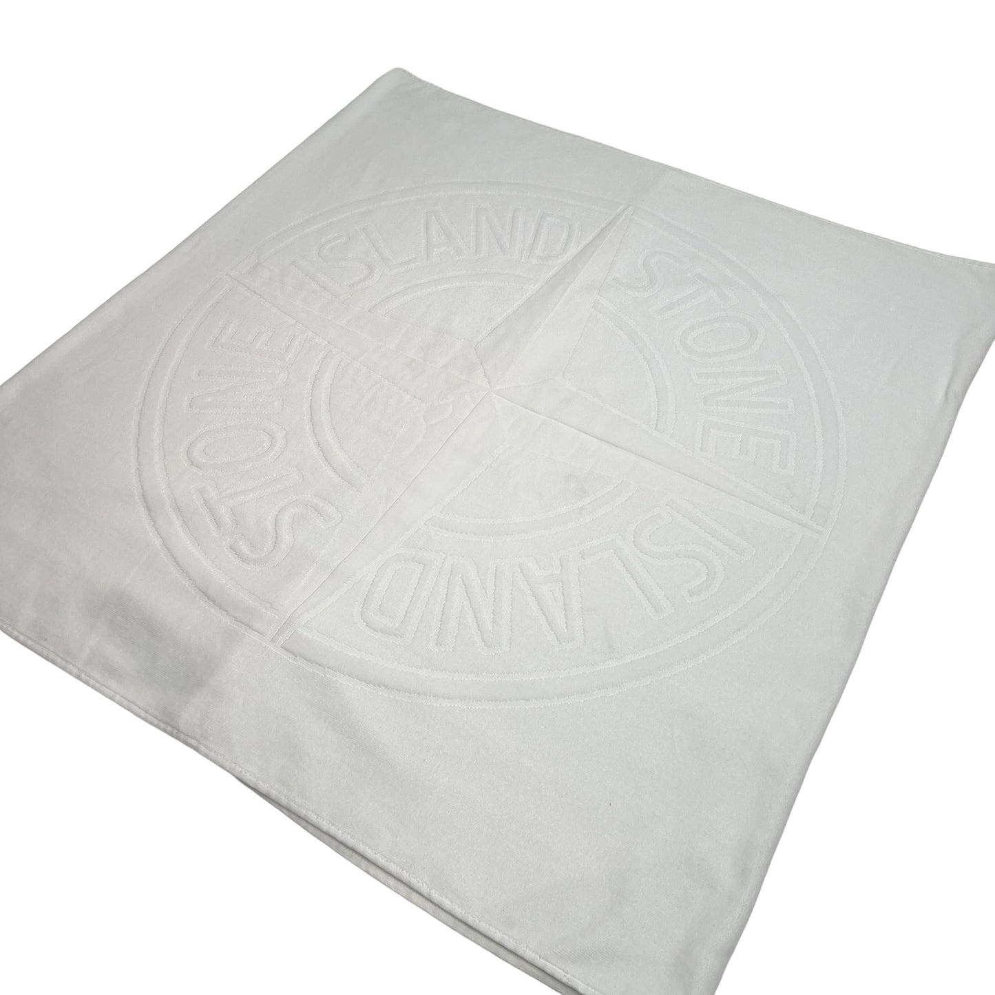 Stone Island White Logo-Embroidered Beach Towel