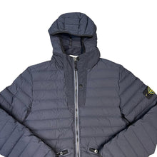 Load image into Gallery viewer, Stone Island Navy Blue Loom Woven Down Chambers Stretch Nylon-TC Coat
