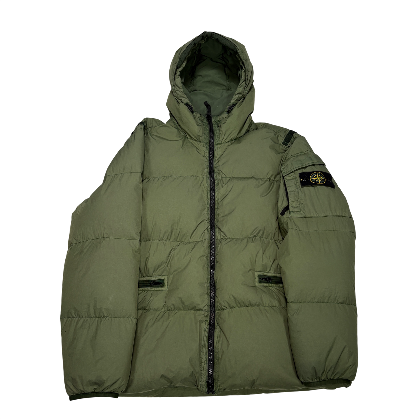 Stone Island Green Garment Dyed Crinkle Reps R-NY Down
