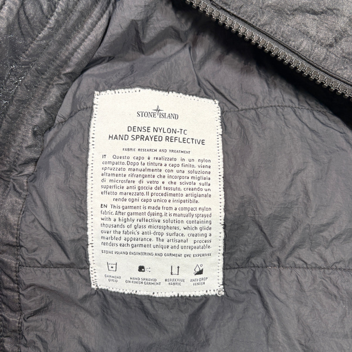 Stone Island Dense Nylon - TC Hand Sprayed Reflective Grey Jacket
