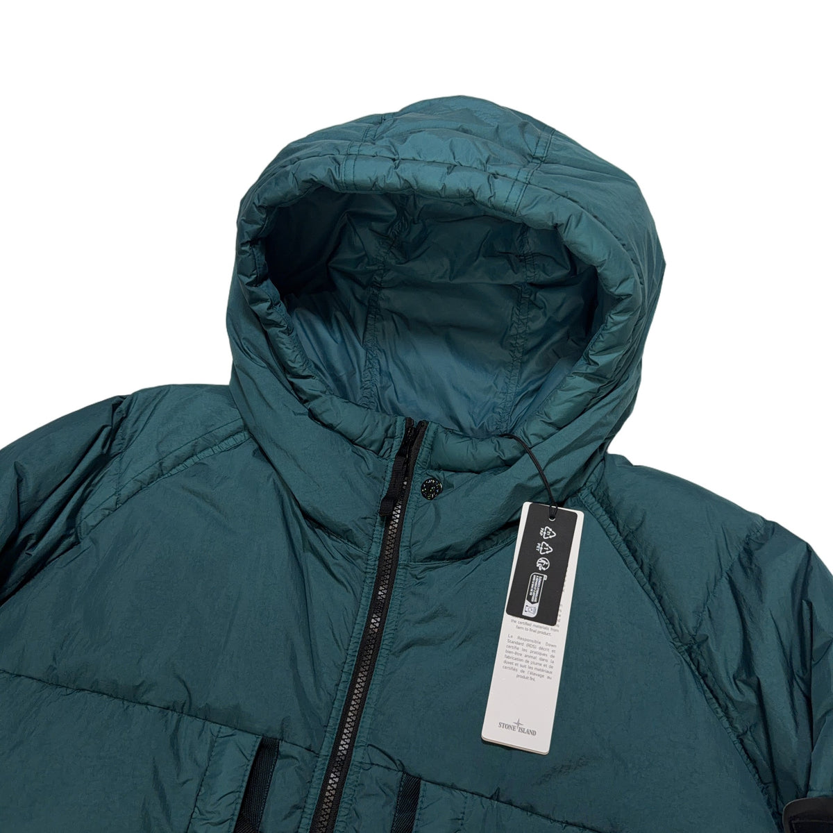 Stone Island Garment Dyed Crinkle Reps R-NY Down Hooded Jacket – Teal