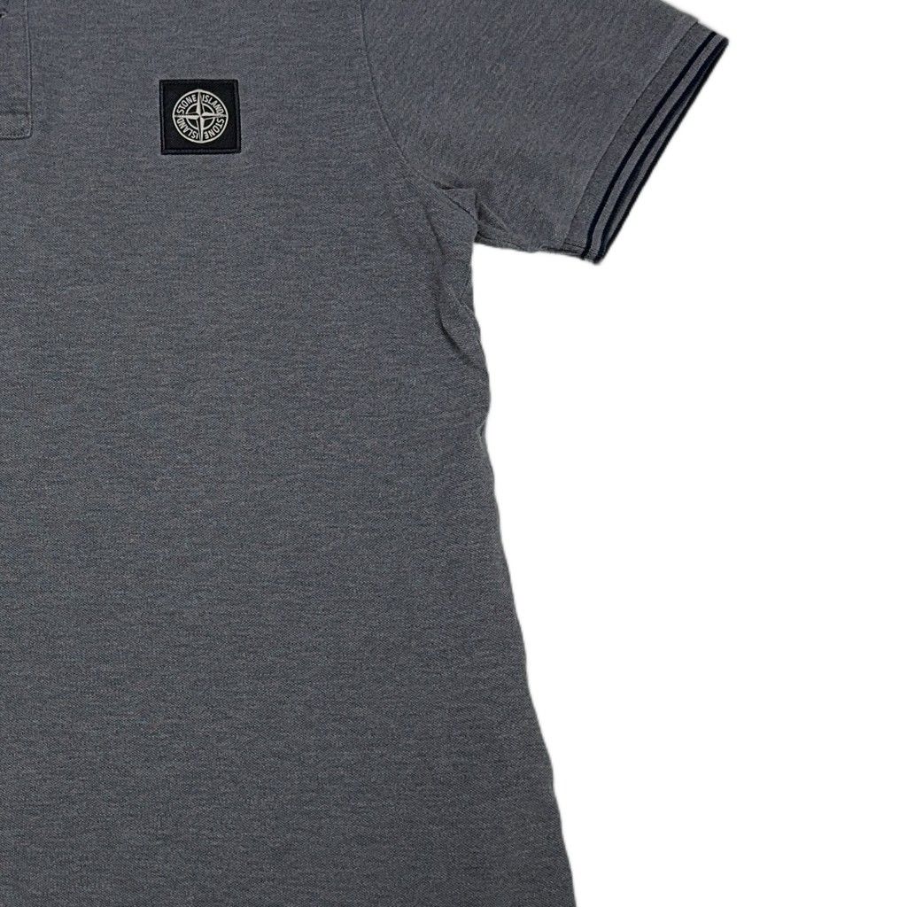 Stone Island Logo Patch Grey Polo Shirt