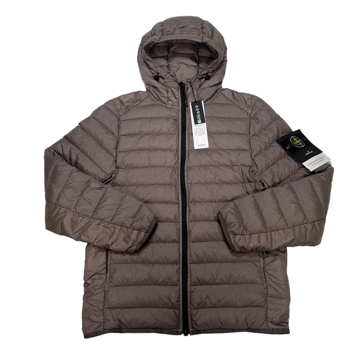 Stone Island Loom Woven Chambers With Hood Brown Coat