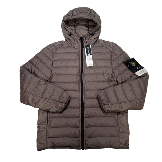 Stone Island Loom Woven Chambers With Hood Brown Coat