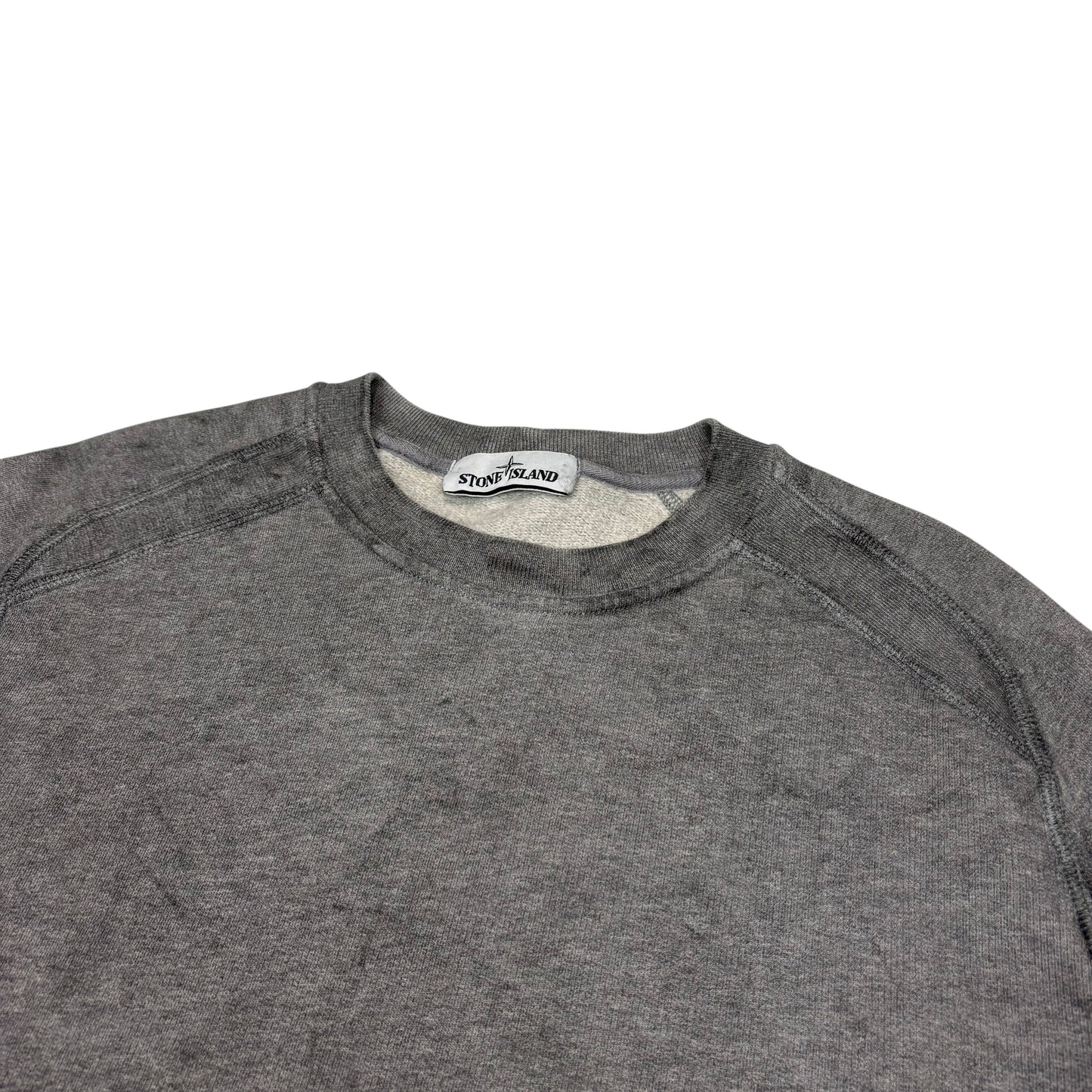 Stone Island Grey Dust Treatment Compass-Patch Crewneck Jumper