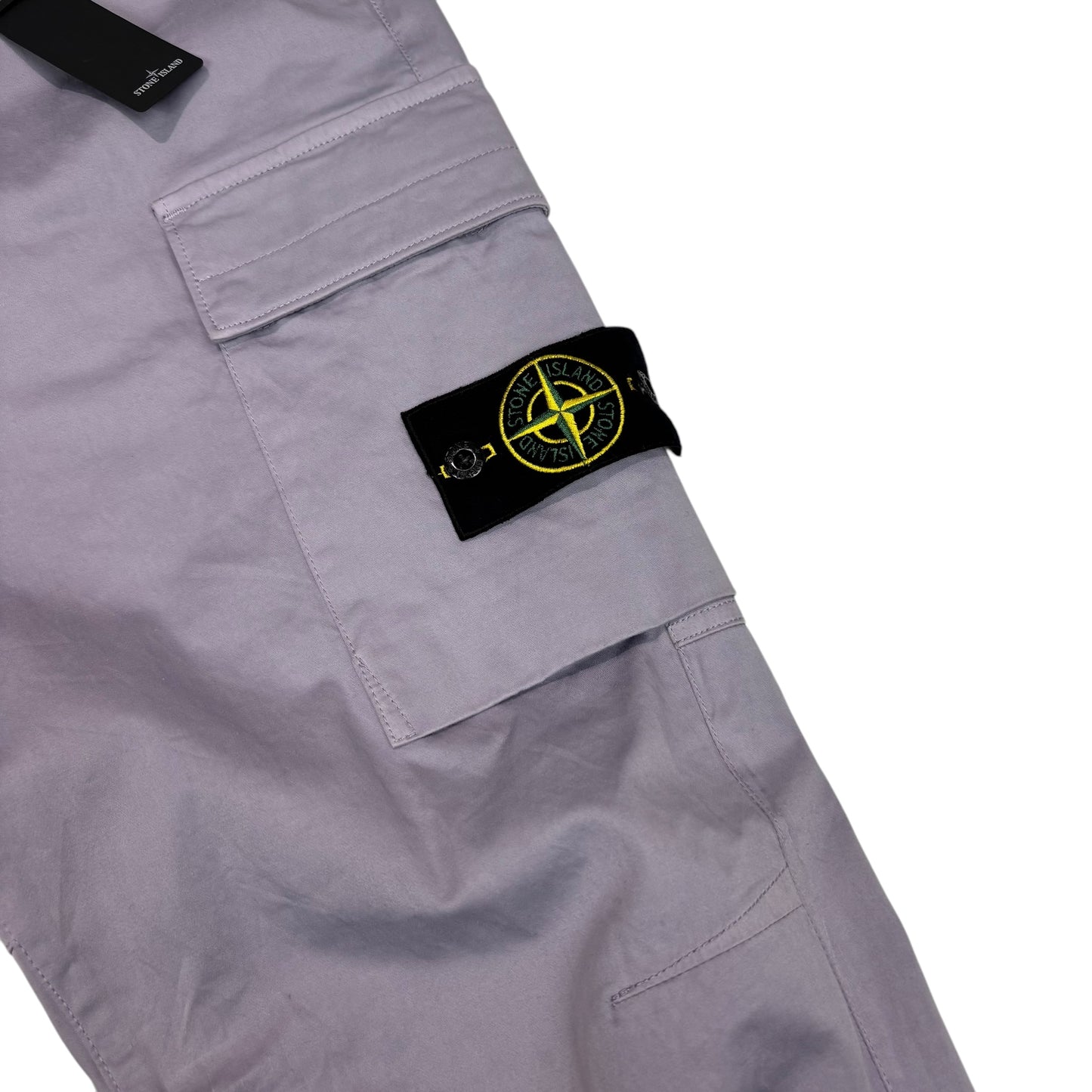 Stone Island Light Blue Compass-Latch Brushed Cotton Cargo Trousers