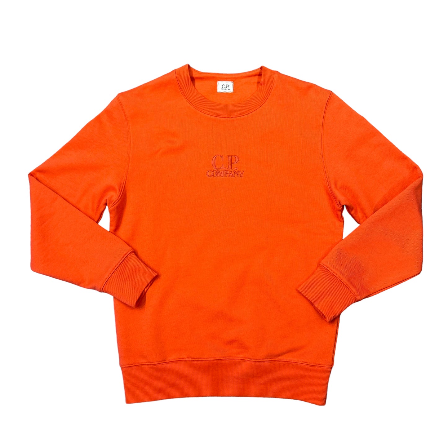 CP Company Orange embroidered-Logo Crew Neck Jumper