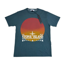 Load image into Gallery viewer, Stone Island Green Sunset Logo-Print TShirt

