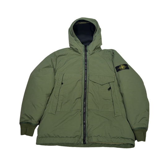 Stone Island Opaque Nylon Twill Down-TC Hooded Jacket – Olive Green