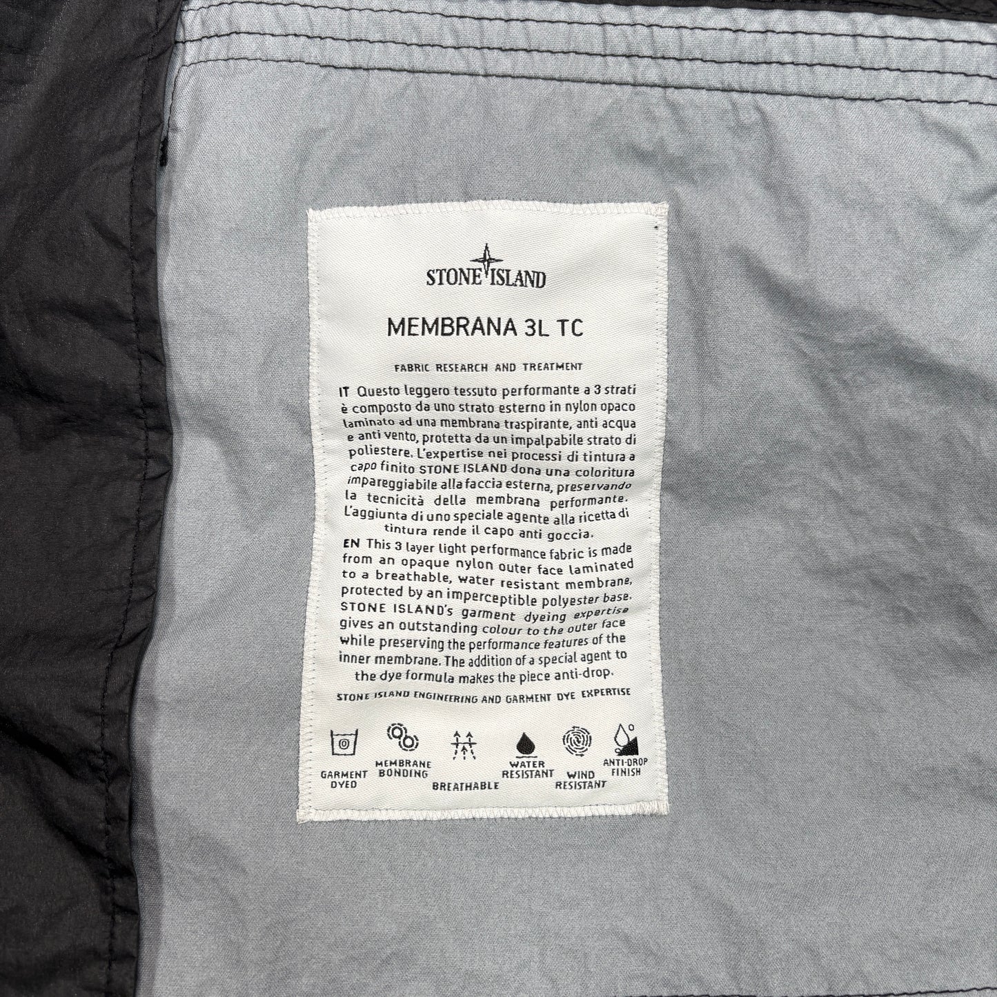 Stone Island Black Membrana 3L TC with Zip Away Prismatic Hood Jacket