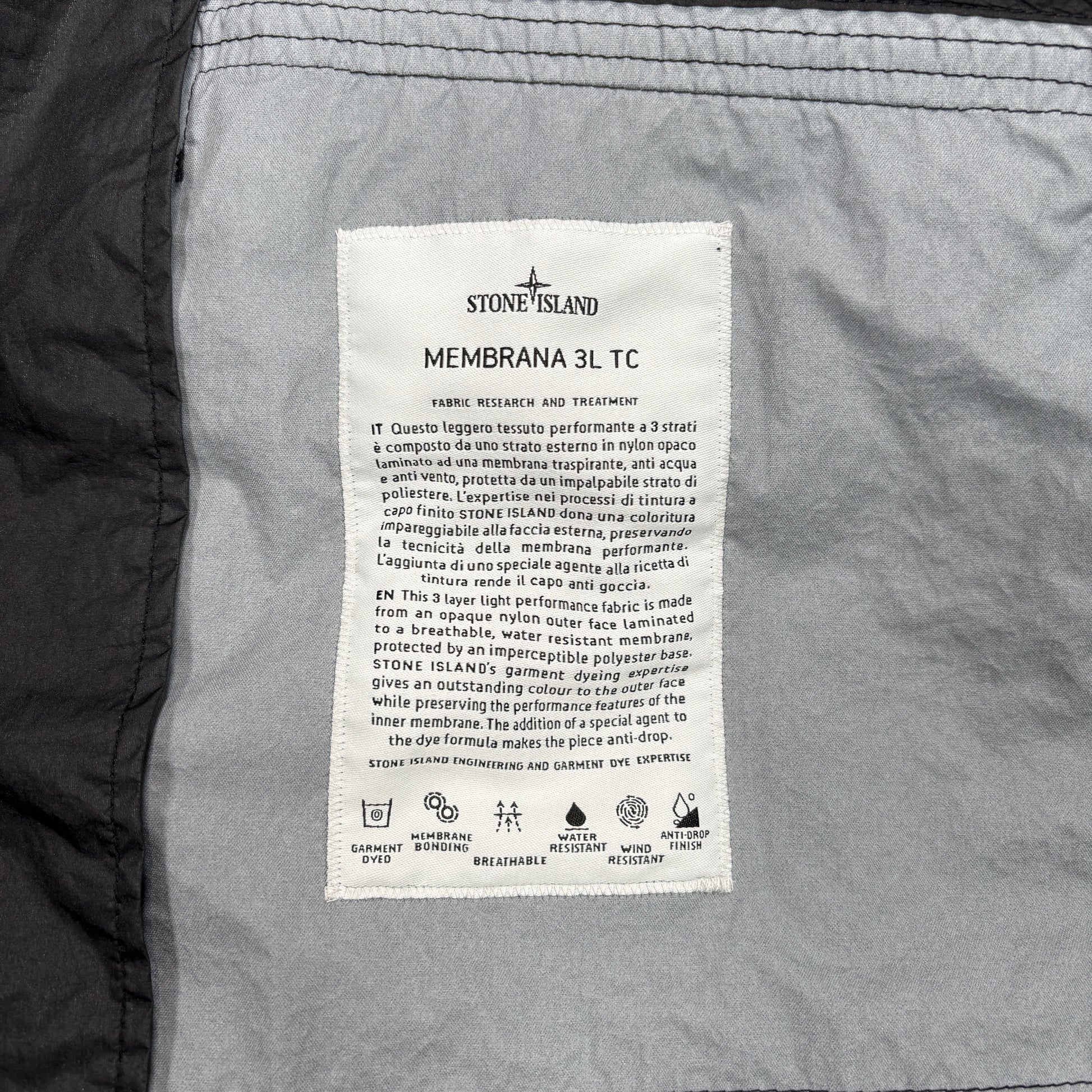 Stone Island Black Membrana 3L TC with Zip Away Prismatic Hood Jacket