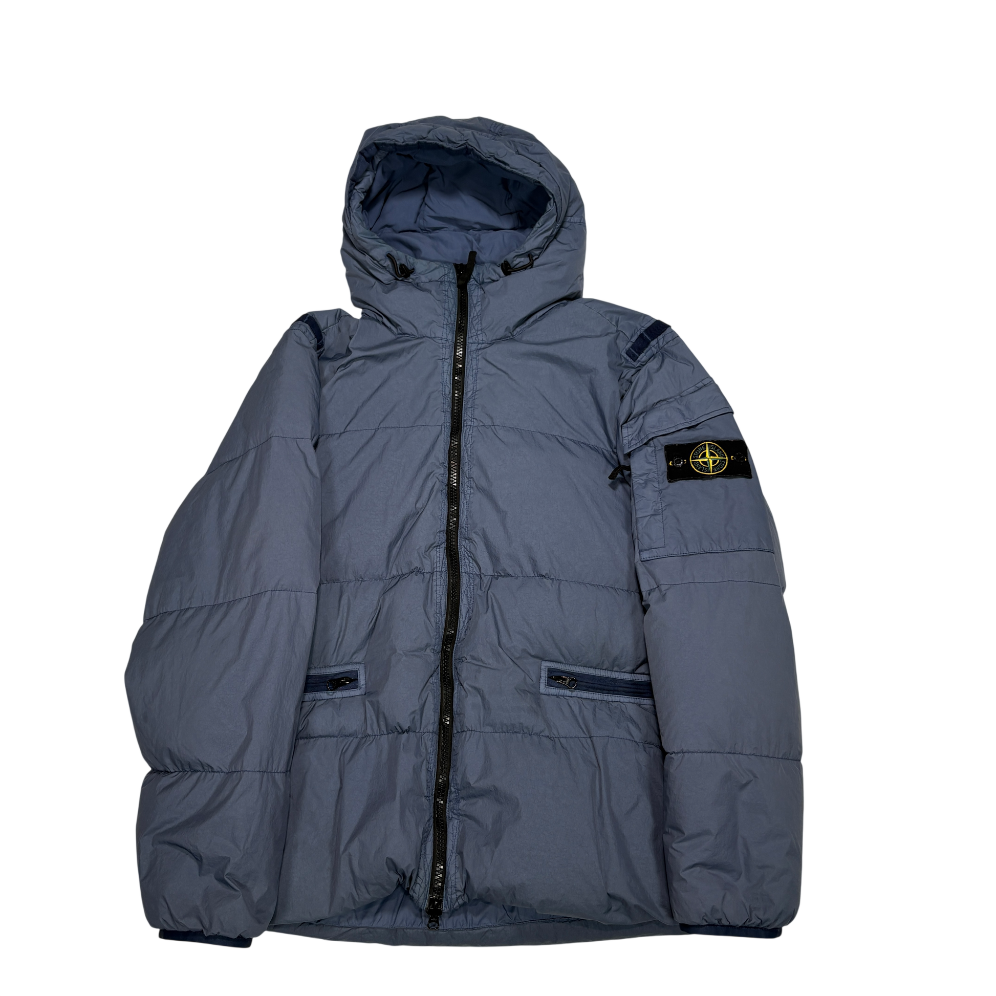 Stone Island Blue Garment Dyed Crinkle Reps R-NY Down Jacket