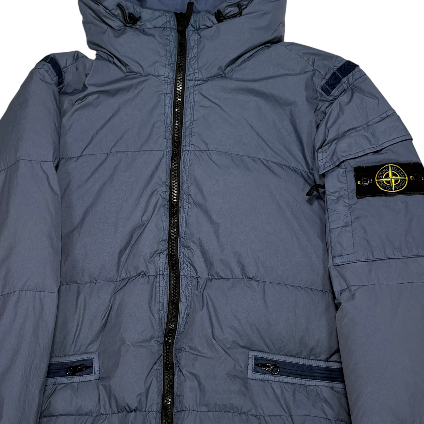 Stone Island Blue Garment Dyed Crinkle Reps R-NY Down Jacket