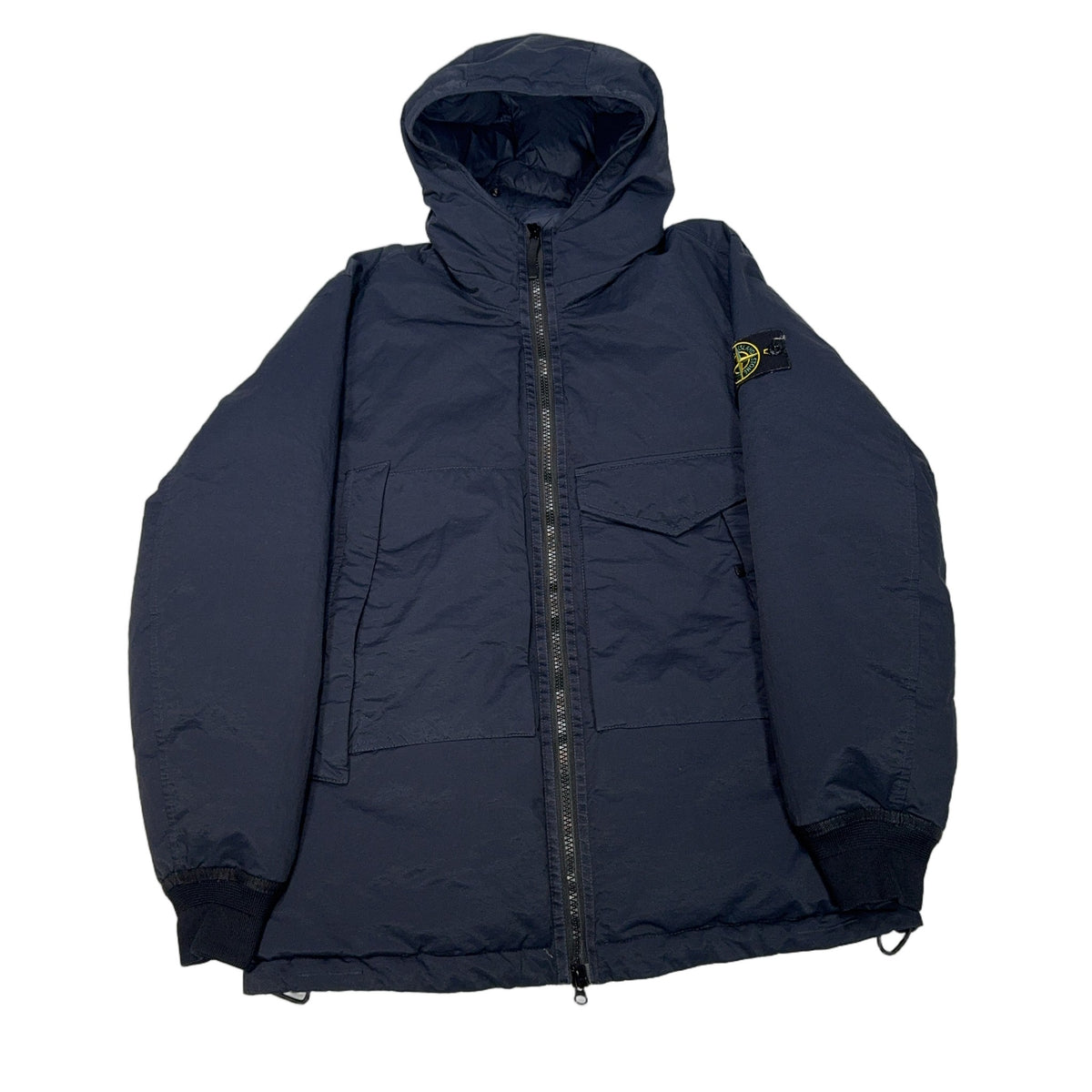 Stone Island Opaque Nylon Twill Down TC Hooded Padded Jacket – Navy