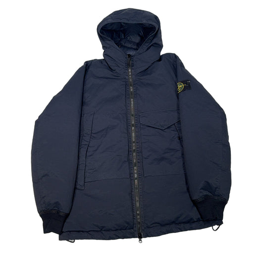 Stone Island Opaque Nylon Twill Down TC Hooded Padded Jacket – Navy