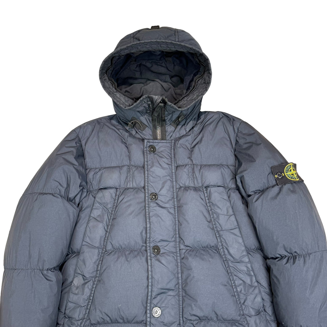 Stone Island Navy Blue Garment Dyed Ny-Down Crinkle Reps Coat