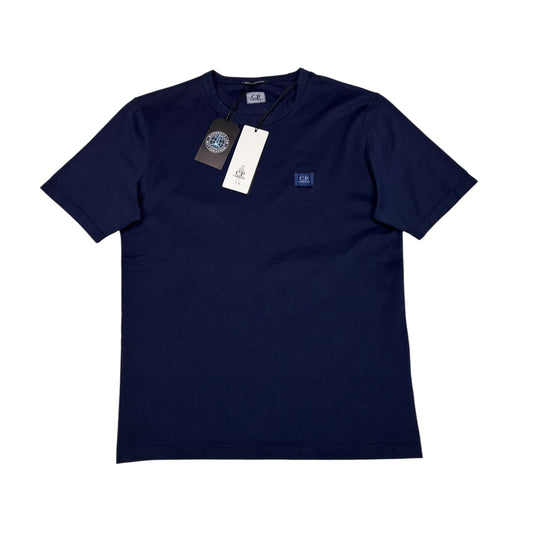 CP Company Navy Blue Box Logo Embroidery Tshirt