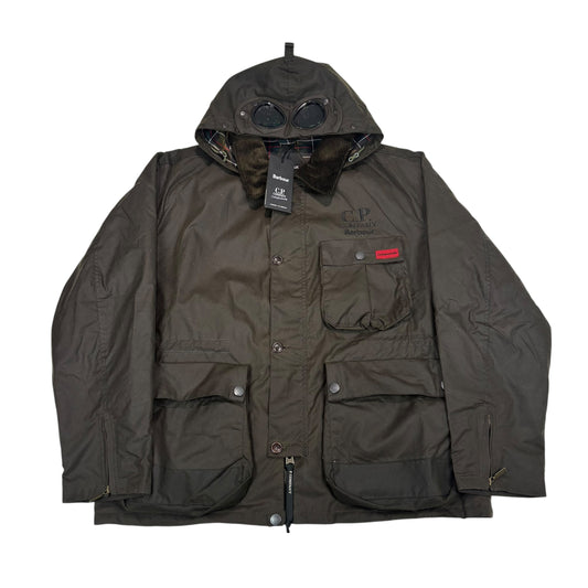 CP Company x Barbour Brown Creel Wax Double Goggle + Watch Goggle Heavyweight Jacket