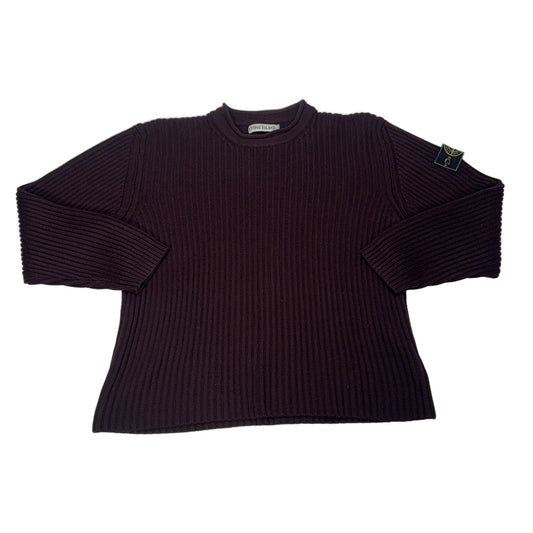 Stone Island Ribbed Green Edge Crew Neck Jumper – Brown