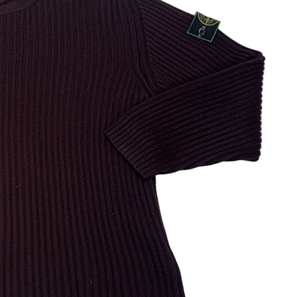 Stone Island Ribbed Green Edge Crew Neck Jumper – Brown
