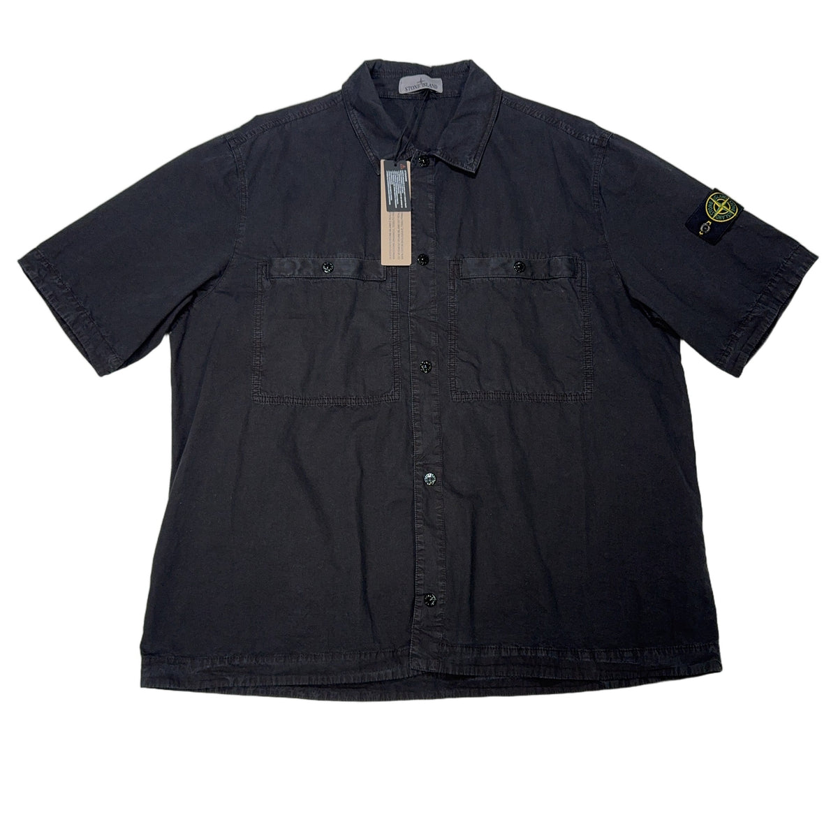 Stone Island Badge Short-Sleeve Shirt – Black