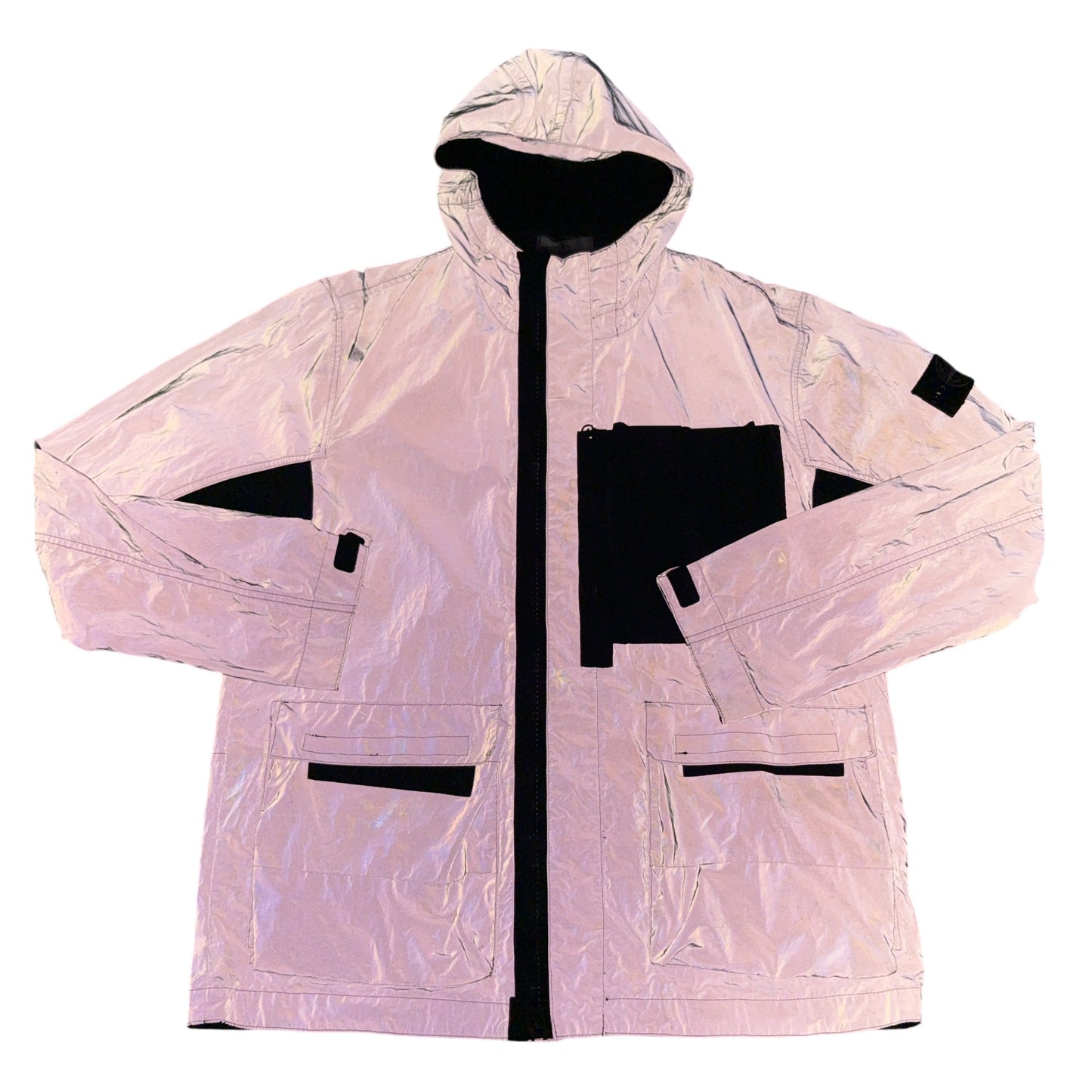 Stone Island Garment Dyed Plated Reflective With Mussola Gommata Grey Jacket