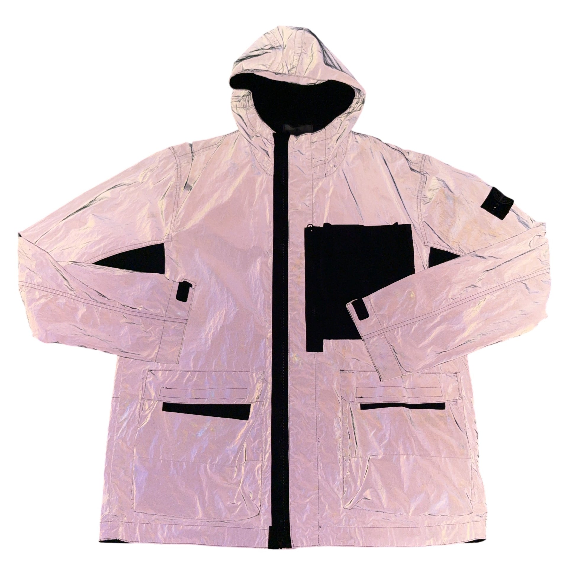 Stone Island Garment Dyed Plated Reflective With Mussola Gommata Grey Jacket
